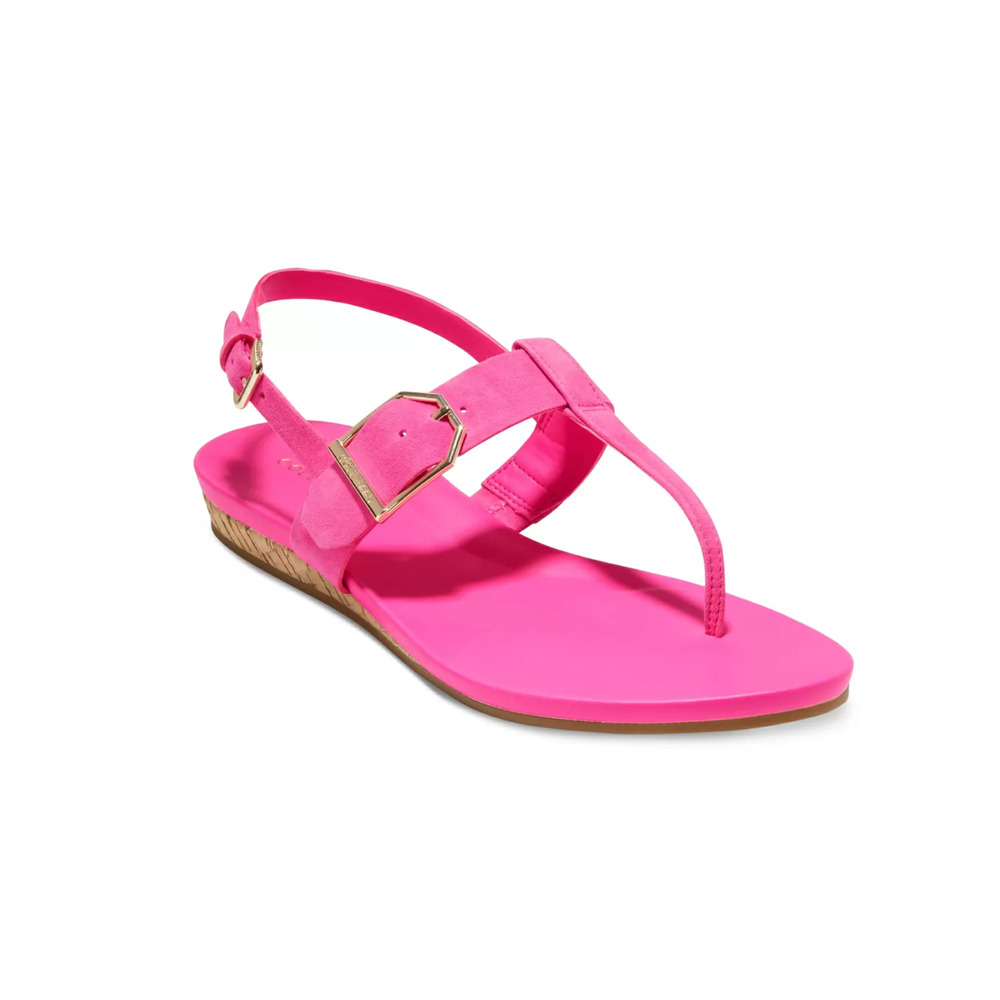 Cole Haan Francine Demi Sandals Neon Fuschia Suede Size 6 240120